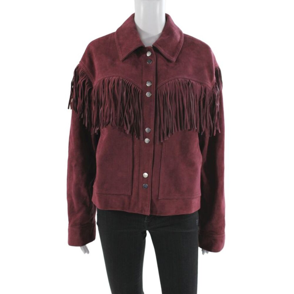 Hush Womens Basic Real Leather Red Snap Western Jacket Size S